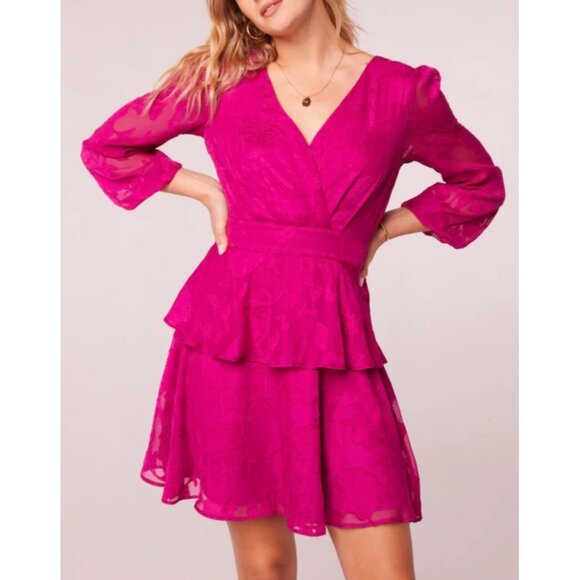 Band of the Free NWT Kiss Me Fuchsia Peplum Mini Dress Sz Medium Fuschia Pink - Picture 1 of 14